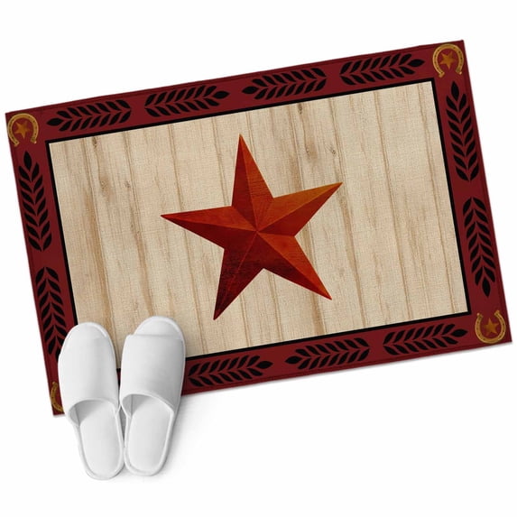 Area Rugs 2x3, Red Western Star Wood Grain Non Slip Washable Rug Indoor ...