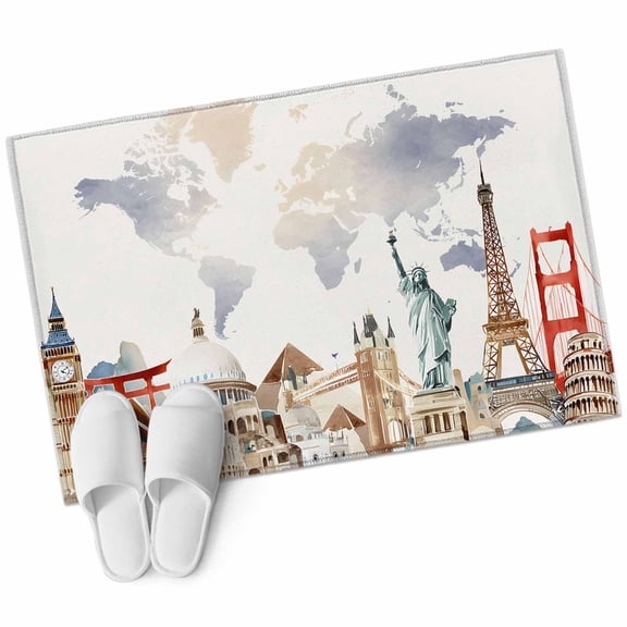 Area Rugs 2x3,Retro Maps of The World Tourism Non Slip Washable Rug Indoor Carpet Soft Floor Rugs for Home Living Room Bedroom Dining Room Office