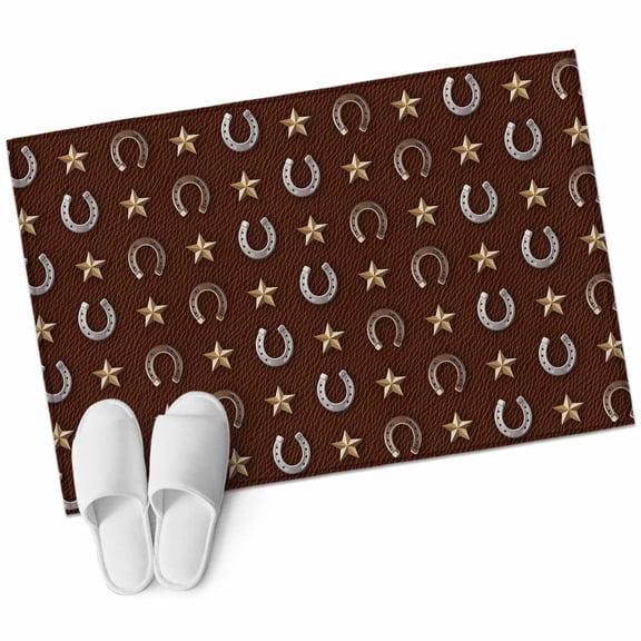 Area Rugs 2x3, Retro Western Horse-footed Iron on Brown Non Slip Washable Rug Indoor Carpet Soft Floor Rugs for Home Living Room Bedroom Dining Room Office