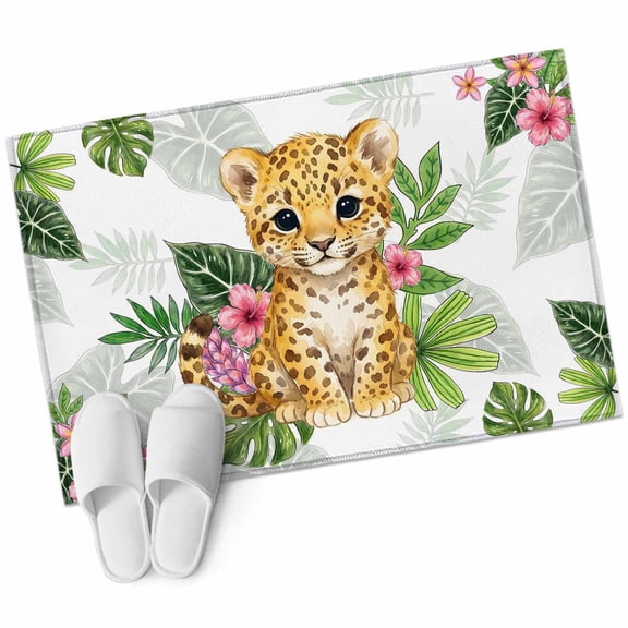 Area Rugs 2x3, Summer Cute Tiger Tropical Plant Non Slip Washable Rug Indoor Carpet Soft Floor Rugs for Home Living Room Bedroom Dining Room Office