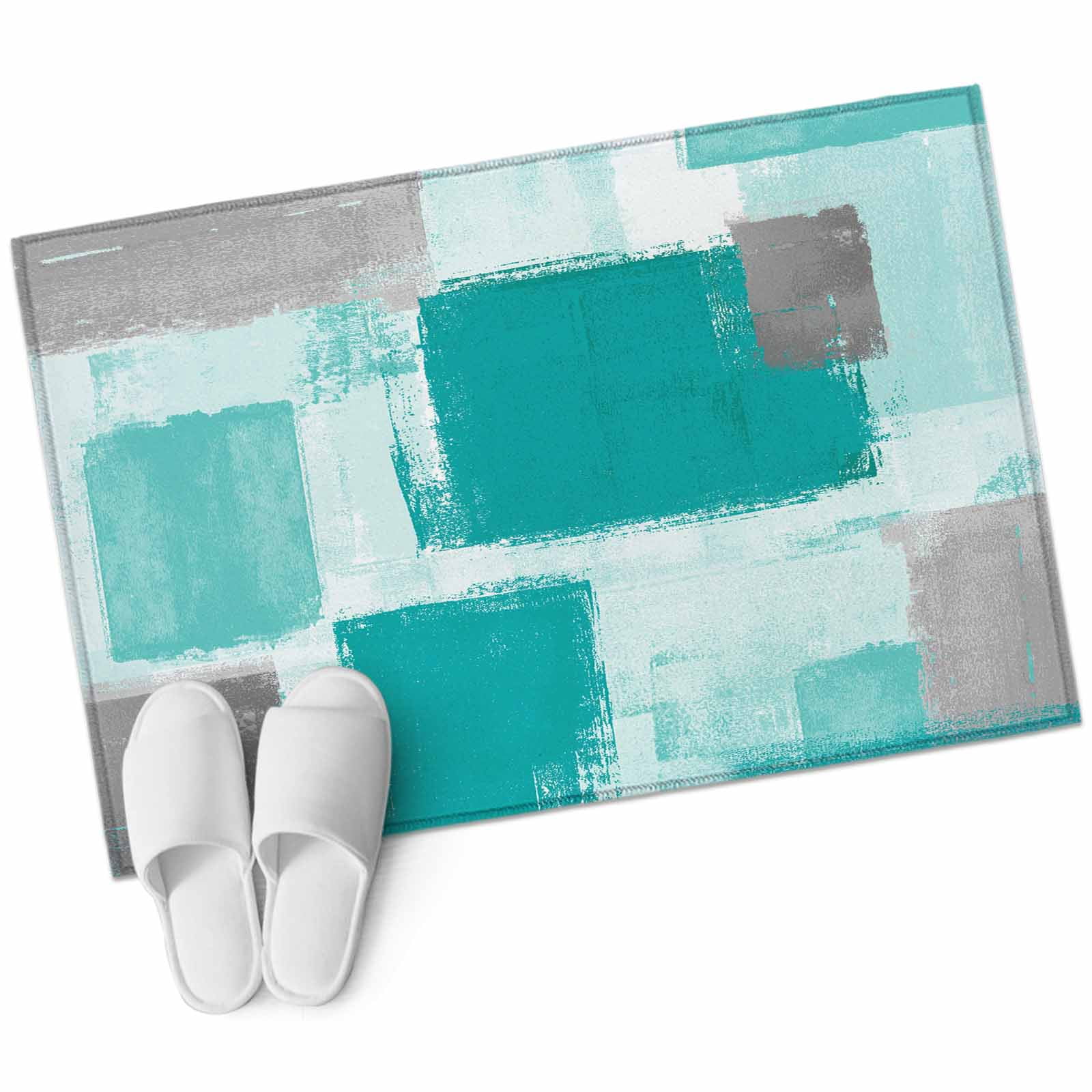 Area Rugs 2x3,Teal Green Grey Oil Painting Non Slip Washable Rug Indoor ...