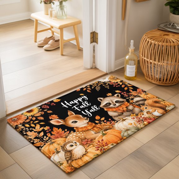 Area Rugs 2x3,Thanksgiving Pumpkin Fall Leaf Non Slip Washable Rug Indoor Carpet Soft Floor Rugs for Home Living Room Bedroom Dining Room Office