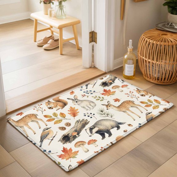 Area Rugs 2x3,Thanksgiving Rabbit Deer Squirrel Non Slip Washable Rug Indoor Carpet Soft Floor Rugs for Home Living Room Bedroom Dining Room Office