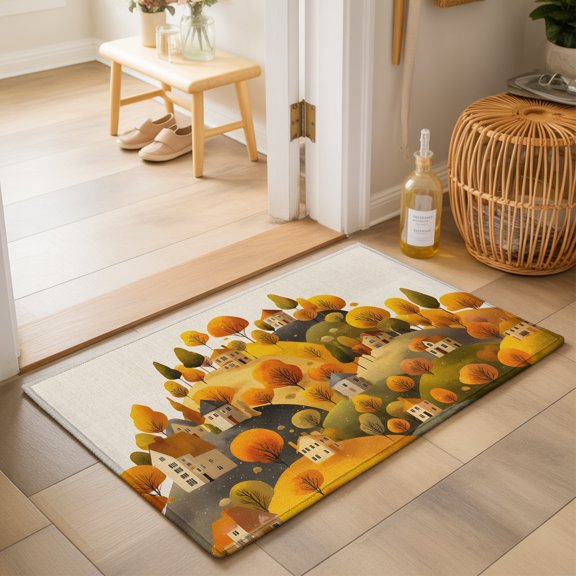 Area Rugs 2x3,Vintage Cartoon Hills House Non Slip Washable Rug Indoor Carpet Soft Floor Rugs for Home Living Room Bedroom Dining Room Office