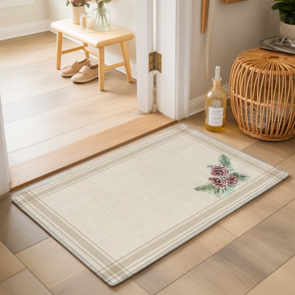 Area Rugs 2x3,Vintage Christmas Pine Cones Non Slip Washable Rug Indoor Carpet Soft Floor Rugs for Home Living Room Bedroom Dining Room Office
