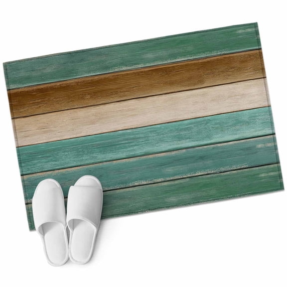Area Rugs 2x3,Vintage Plank Turquoise Brown Non Slip Washable Rug Indoor Carpet Soft Floor Rugs for Home Living Room Bedroom Dining Room Office
