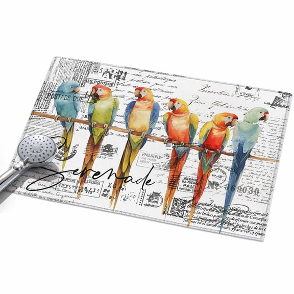 Area Rugs 2x3,Watercolor Parrot on Vintage Postcard Non Slip Washable Rug Indoor Carpet Soft Floor Rugs for Home Living Room Bedroom Dining Room Office