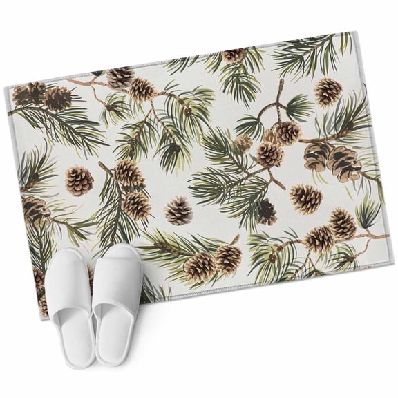 Area Rugs 2x3,Winter Pine Cone Leaf Non Slip Washable Rug Indoor Carpet Soft Floor Rugs for Home Living Room Bedroom Dining Room Office