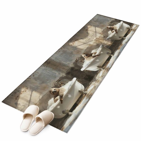 Area Rugs 2x6, Abstract Bathing Sloth Non Slip Washable Rug Indoor Carpet Soft Floor Rugs for Home Living Room Bedroom Dining Room Office