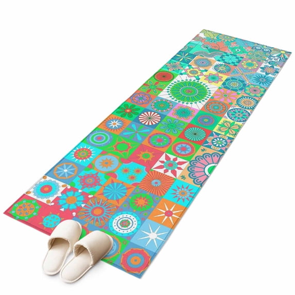 Area Rugs 2x6, Abstract Ethnic Green Pattern Non Slip Washable Rug ...