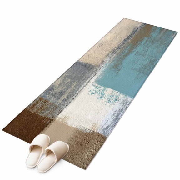 Area Rugs 2x6, Brown Blue Mottled Texture Non Slip Washable Rug Indoor Carpet Soft Floor Rugs for Home Living Room Bedroom Dining Room Office