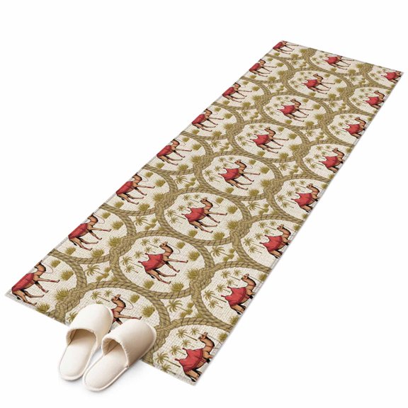 Area Rugs 2x6, Camel Date Coconut Trees Ropes Non Slip Washable Rug Indoor Carpet Soft Floor Rugs for Home Living Room Bedroom Dining Room Office