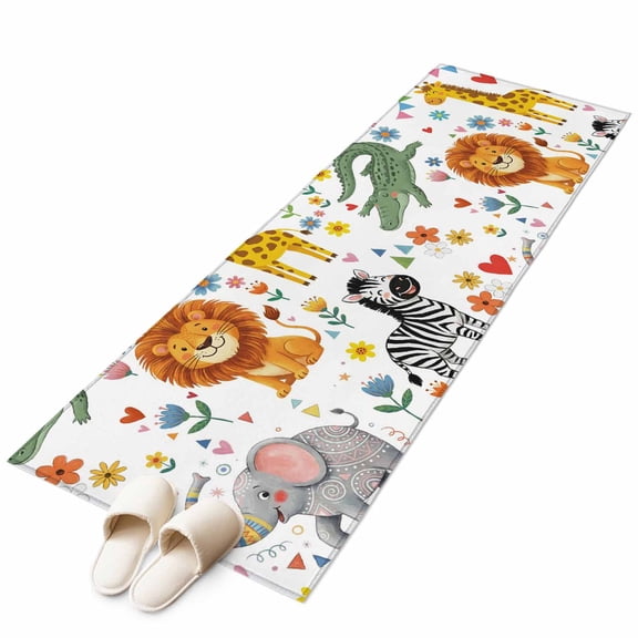 Area Rugs 2x6, Children's Day Lion Elephant Non Slip Washable Rug Indoor Carpet Soft Floor Rugs for Home Living Room Bedroom Dining Room Office