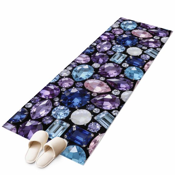 Area Rugs 2x6, Dreamy Gemstone Ombre Purple Non Slip Washable Rug Indoor Carpet Soft Floor Rugs for Home Living Room Bedroom Dining Room Office