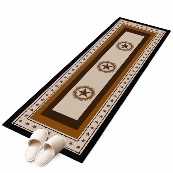 Area Rugs 2x6, Farm Retro Western Star Wheat Non Slip Washable Rug Indoor Carpet Soft Floor Rugs for Home Living Room Bedroom Dining Room Office
