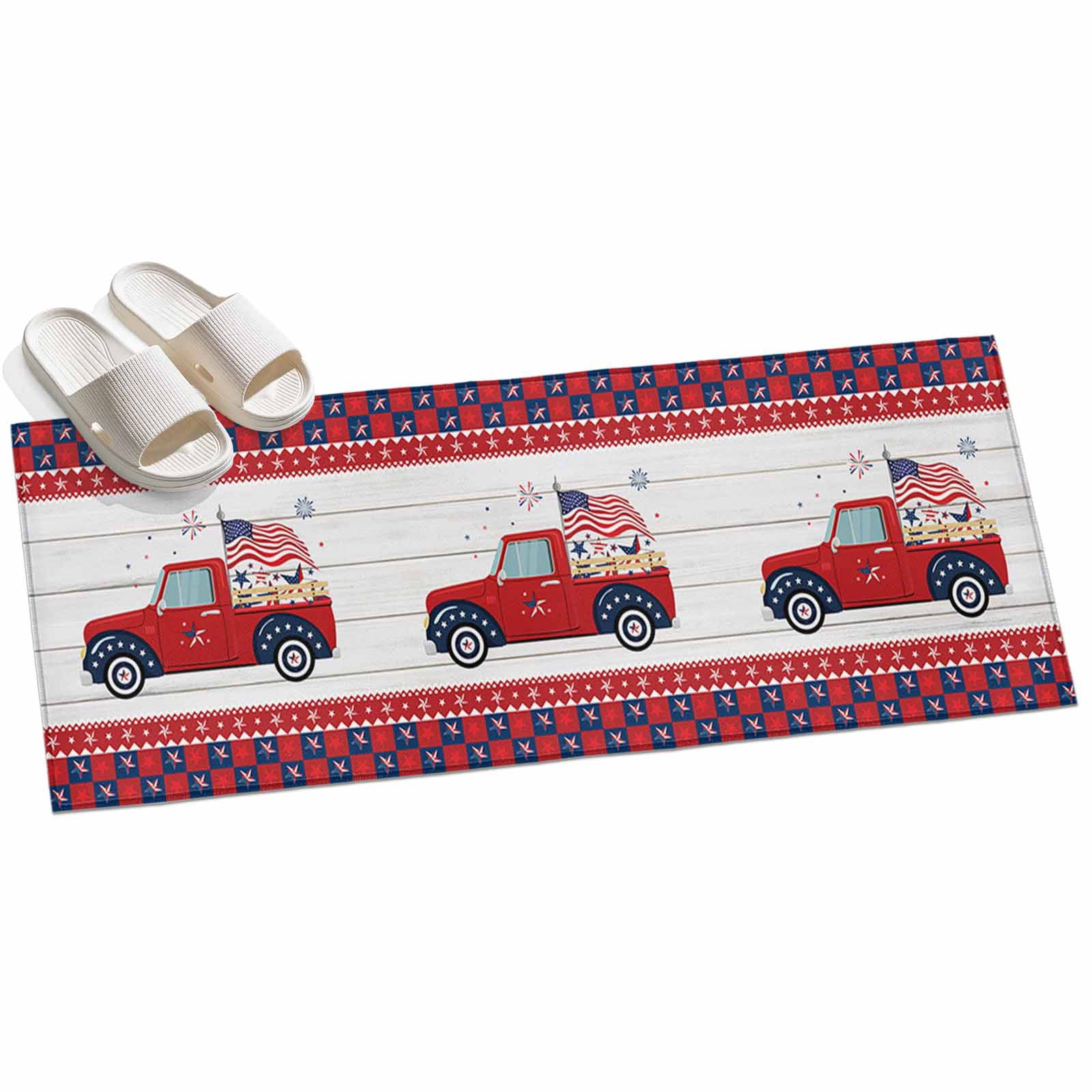 Farm Car Rug Area Rugs 2x6,Farm Truck with America Flag and Stars Non Slip Washable ...