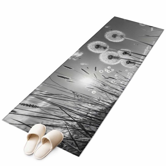 Area Rugs 2x6, Farmhouse Grey Field Dandelion Rural Plant Non Slip Washable Rug Indoor Carpet Soft Floor Rugs for Home Living Room Bedroom Dining Room Office
