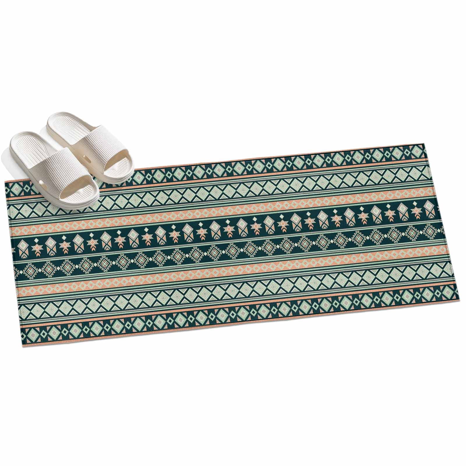 Visual Reference: Area Rugs 2X6 Green Stripes Vintage Boho Non Slip Washable
