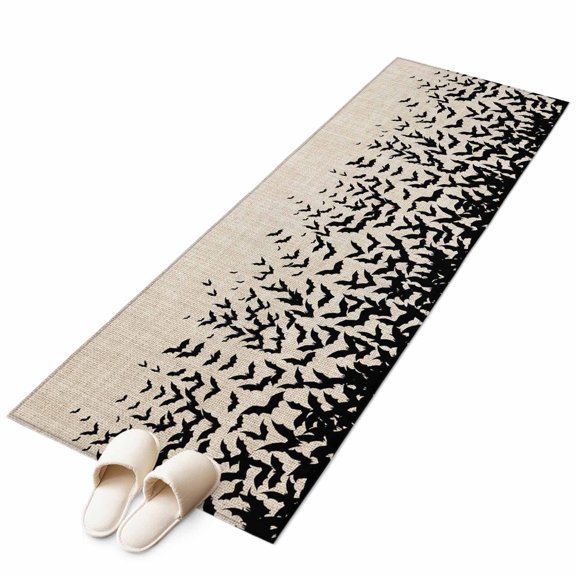 Area Rugs 2x6, Halloween Black Bat Non Slip Washable Rug Indoor Carpet Soft Floor Rugs for Home Living Room Bedroom Dining Room Office