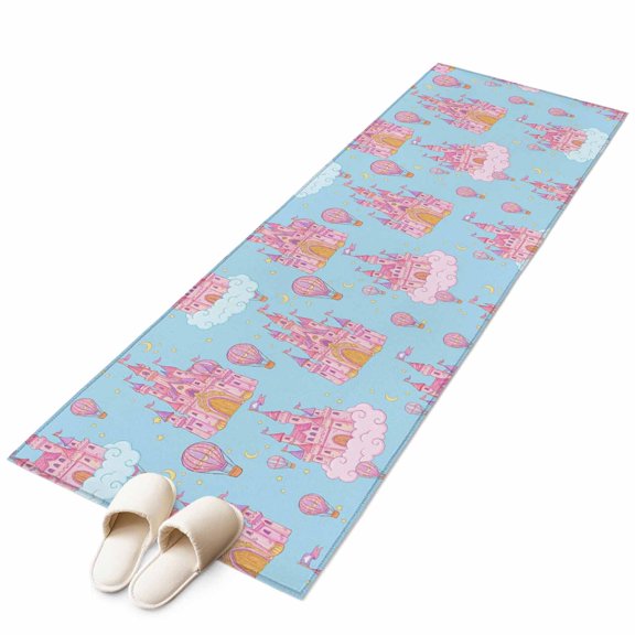 Area Rugs 2x6, Pink Dream Castle Cloud Balloons on Blue Non Slip Washable Rug Indoor Carpet Soft Floor Rugs for Home Living Room Bedroom Dining Room Office
