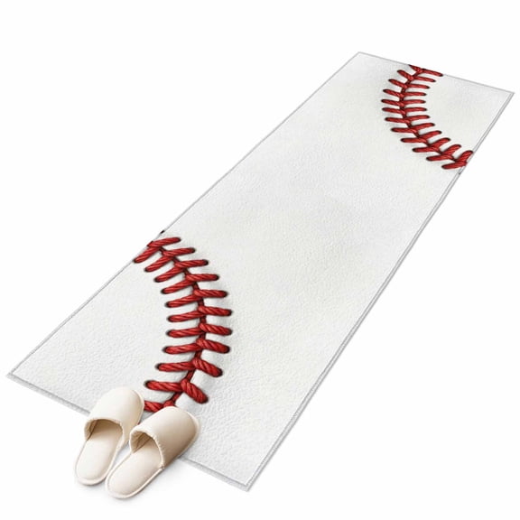 Area Rugs 2x6, Red White Baseball Stitching Texture Non Slip Washable Rug Indoor Carpet Soft Floor Rugs for Home Living Room Bedroom Dining Room Office