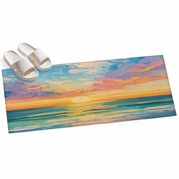 Area Rugs 2x6,Seaside Beach Sunset Impressionist Style Non Slip Washable Rug Indoor Carpet Soft Floor Rugs for Home Living Room Bedroom Dining Room Office
