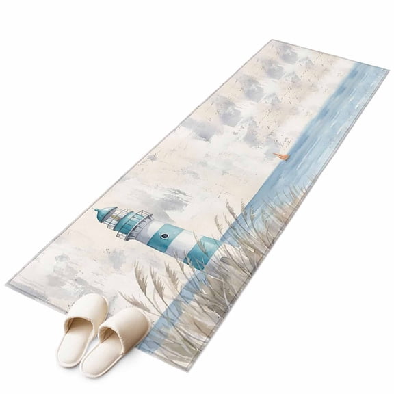 Area Rugs 2x6, Summer Ocean Seaside Lighthouse Non Slip Washable Rug Indoor Carpet Soft Floor Rugs for Home Living Room Bedroom Dining Room Office