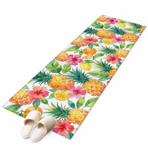 Area Rugs 2x6, Summer Pineapple Oranges Lemon Pink Flower Non Slip Washable Rug Indoor Carpet Soft Floor Rugs for Home Living Room Bedroom Dining Room Office