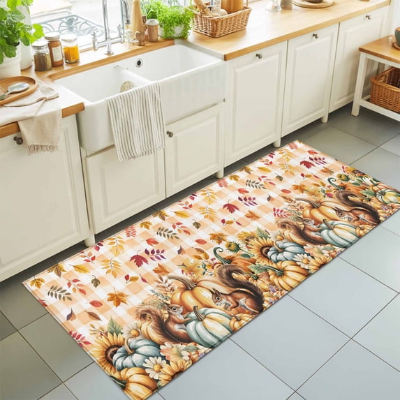 Area Rugs 2x6,Thanksgiving Pumpkin Autumn Squirrel Non Slip Washable ...
