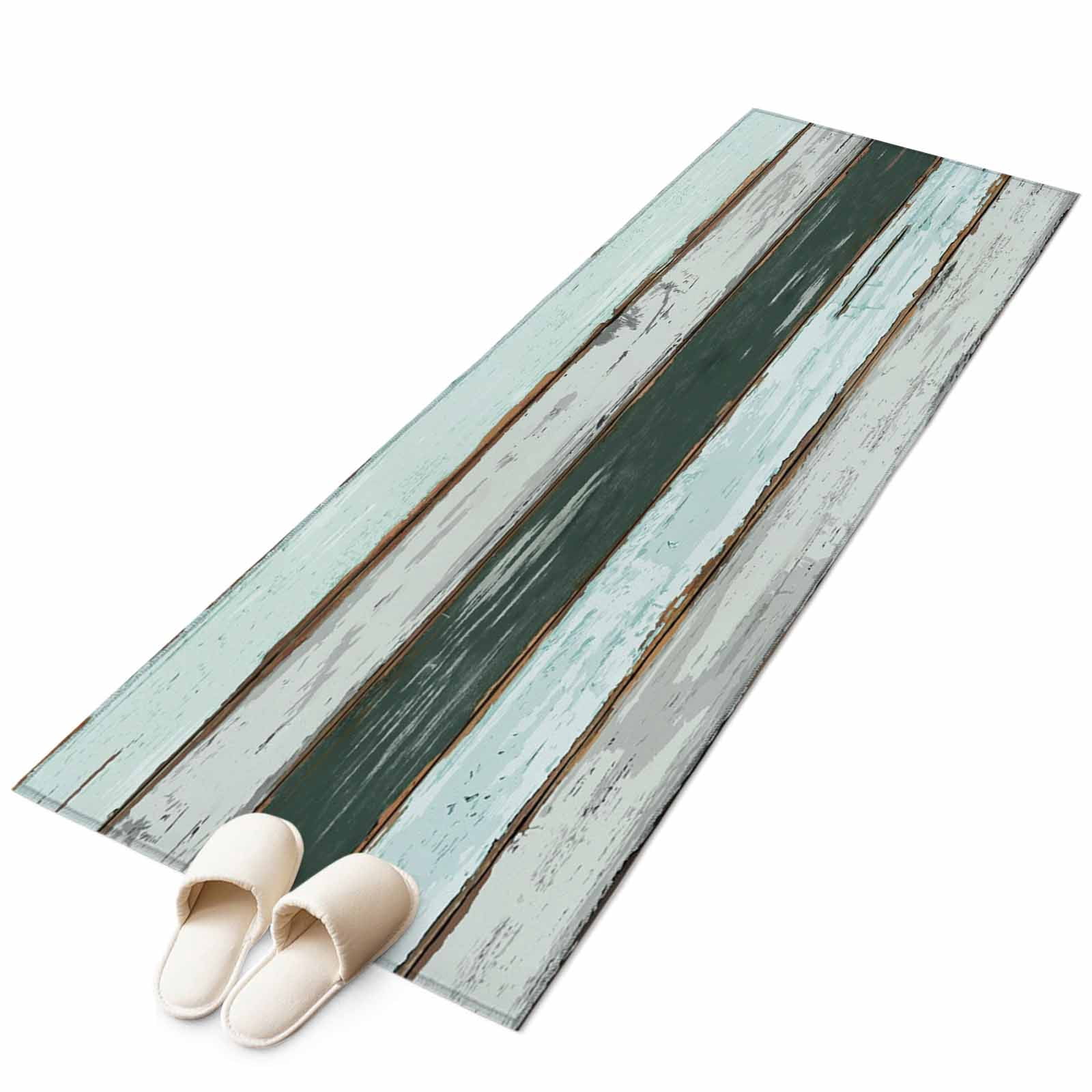 Area Rugs 2x6, Vintage Green Gradient Farm Wood Barn Non Slip Washable ...