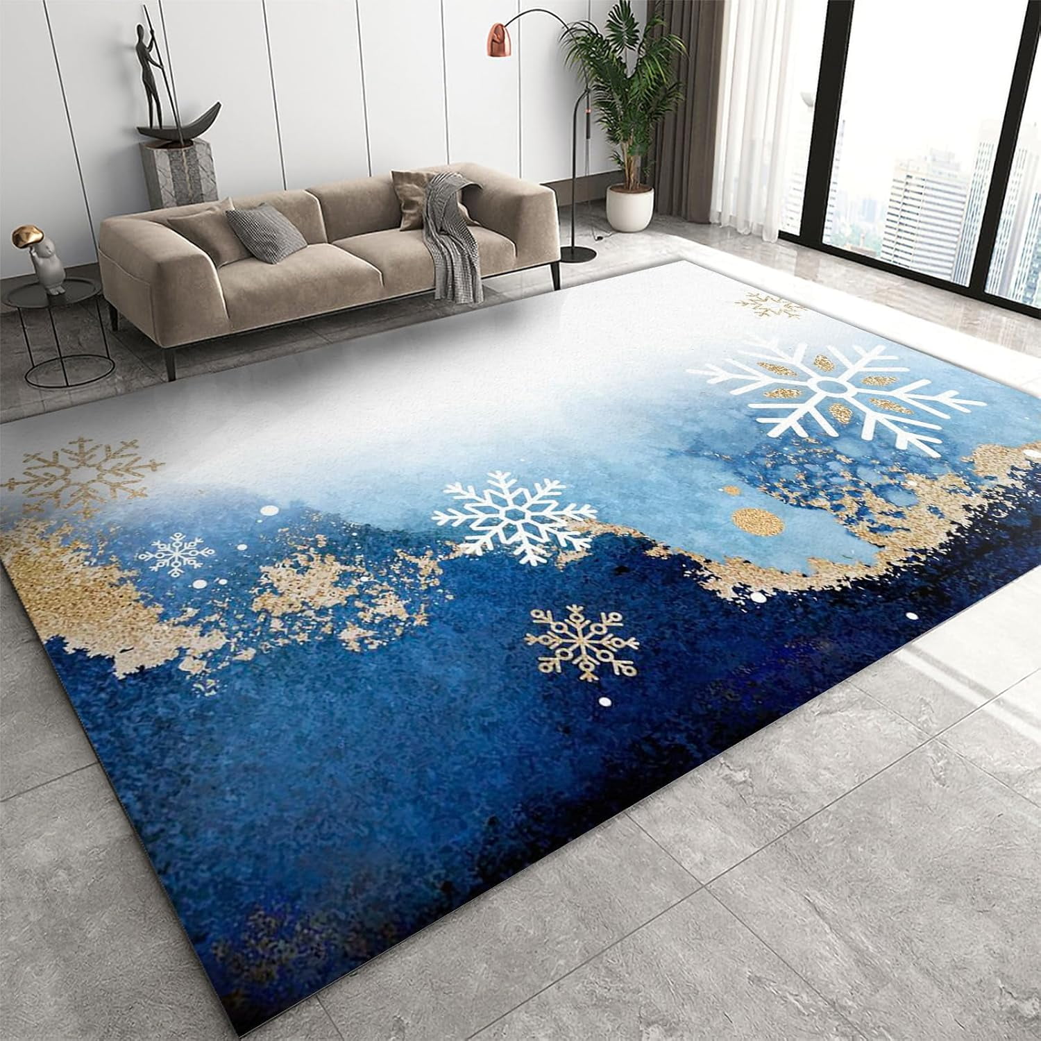 3D Colored Town Snow 054 Round Non Slip Rug Mat main image 1
