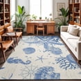 thumbnail image 1 of Area Rugs 3'x5', Blue Coastal Starfish Carpet Runner Indoor Outdoor Rugs Home Decor Aesthetic, Beach Ocean Nautical Shells Conch Non Slip Mats Washable Accent Rug for Living Room Bedroom, 1 of 8