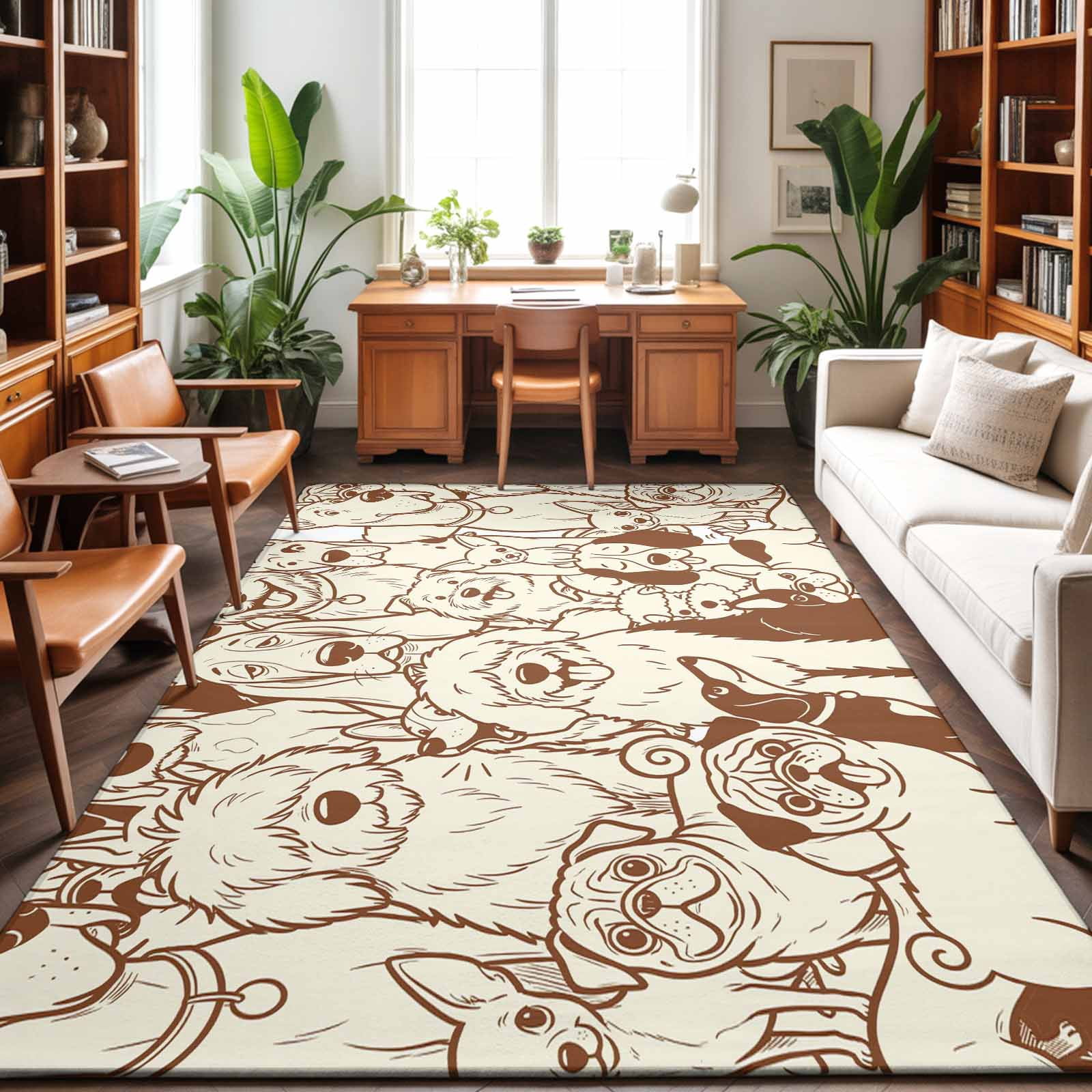 Area Rugs 3'x5', Brown Dog Carpet Runner Indoor Outdoor Rugs Home Decor ...