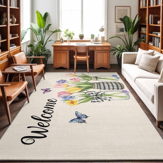 Area Rugs 3'x5', Farmhouse Tulip Carpet Runner Indoor Outdoor Rugs Home ...