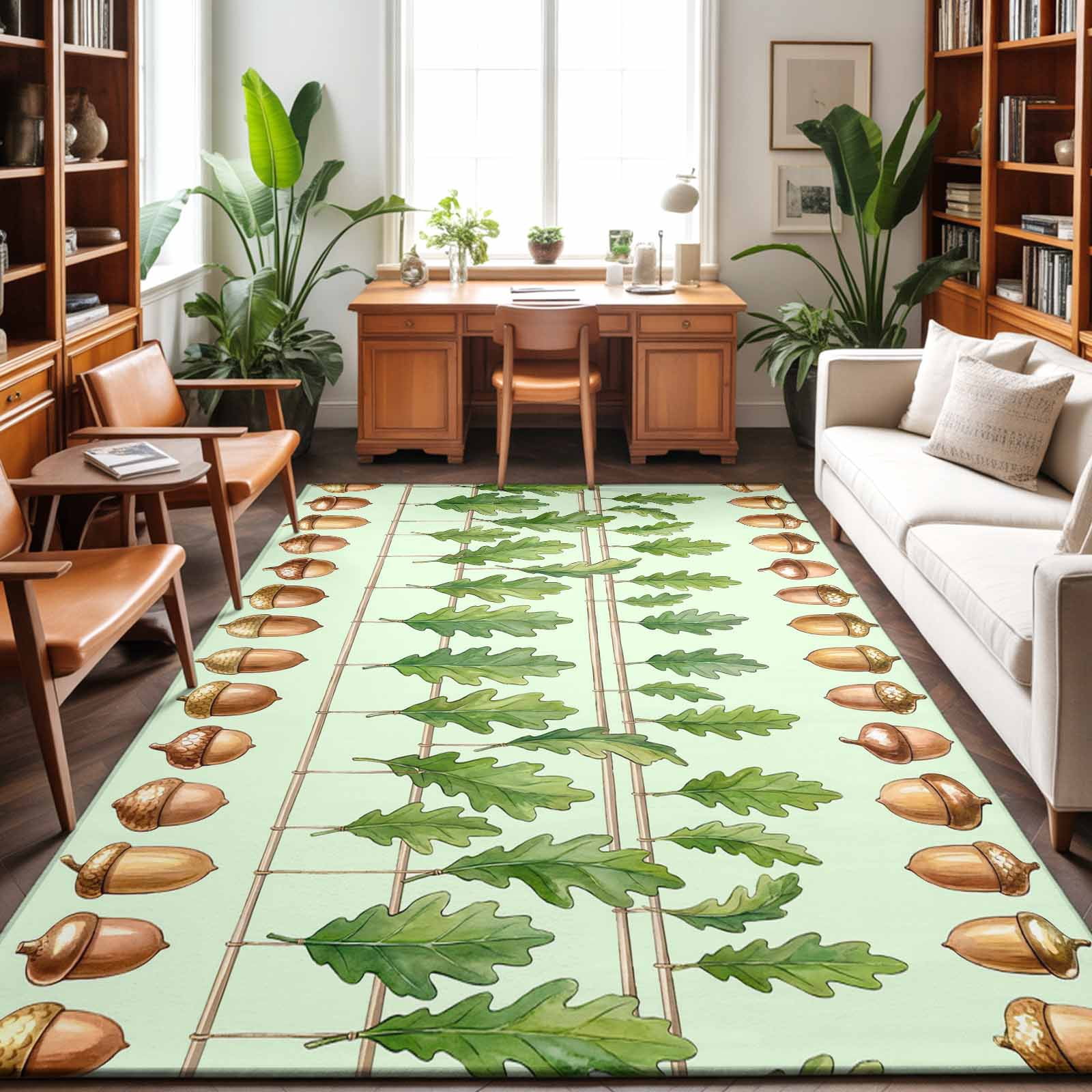 Area Rugs 3'x5', Green Botanical Carpet Runner Indoor Outdoor Rugs Home ...