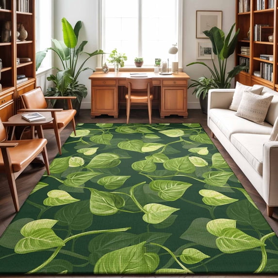Area Rugs 3'x5', Green Leaves Carpet Runner Indoor Outdoor Rugs Home ...