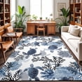 thumbnail image 1 of Area Rugs 3'x5', Navy Blue Black Coastal Turtle Carpet Runner Indoor Outdoor Rugs Home Decor Aesthetic, Nautical Sea Coral Shell Non Slip Mats Washable Accent Rug for Living Room Bedroom, 1 of 8