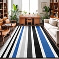 thumbnail image 1 of Area Rugs 3'x5', Navy Blue Black Stripe Carpet Runner Indoor Outdoor Rugs Home Decor Aesthetic, Modern Abstract Coarse Striped Non Slip Mats Washable Accent Rug for Living Room Bedroom, 1 of 8