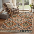 thumbnail image 1 of NewBuros 3'x5' Area Rugs for Living Room, Non-Slip Machine Washable Rugs, Soft Stain Resistant Low Pile Vintage Distressed Print Western Indoor Carpet, Orange, 1 of 10