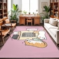 thumbnail image 1 of Area Rugs 3'x5', Pink Cute Cat Carpet Runner Indoor Outdoor Rugs Home Decor Aesthetic, Cartoon Funny Heater Cats Non Slip Mats Washable Accent Rug for Living Room Bedroom, 1 of 8