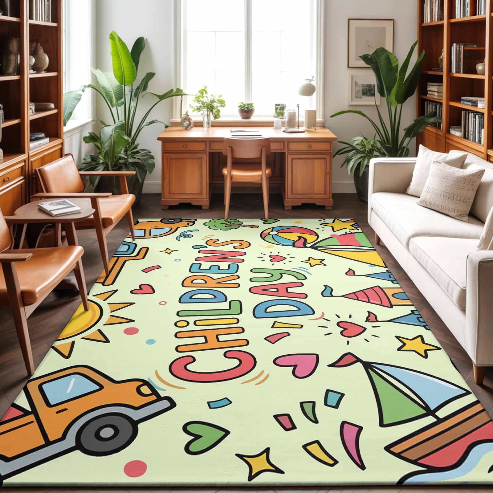 Area Rugs 3'x5', Sage Green Children's Day Carpet Runner Indoor Outdoor ...