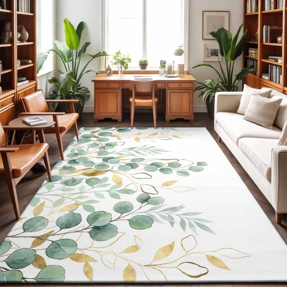 Area Rugs 3'x5', Sage Green Eucalyptus Leaves Carpet Runner Indoor ...