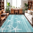 thumbnail image 1 of Area Rugs 3'x5', Teal Coastal Carpet Runner Indoor Outdoor Rugs Home Decor Aesthetic, Summer Ocean Waves Ombre Sea Starfish Non Slip Mats Washable Accent Rug for Living Room Bedroom, 1 of 8