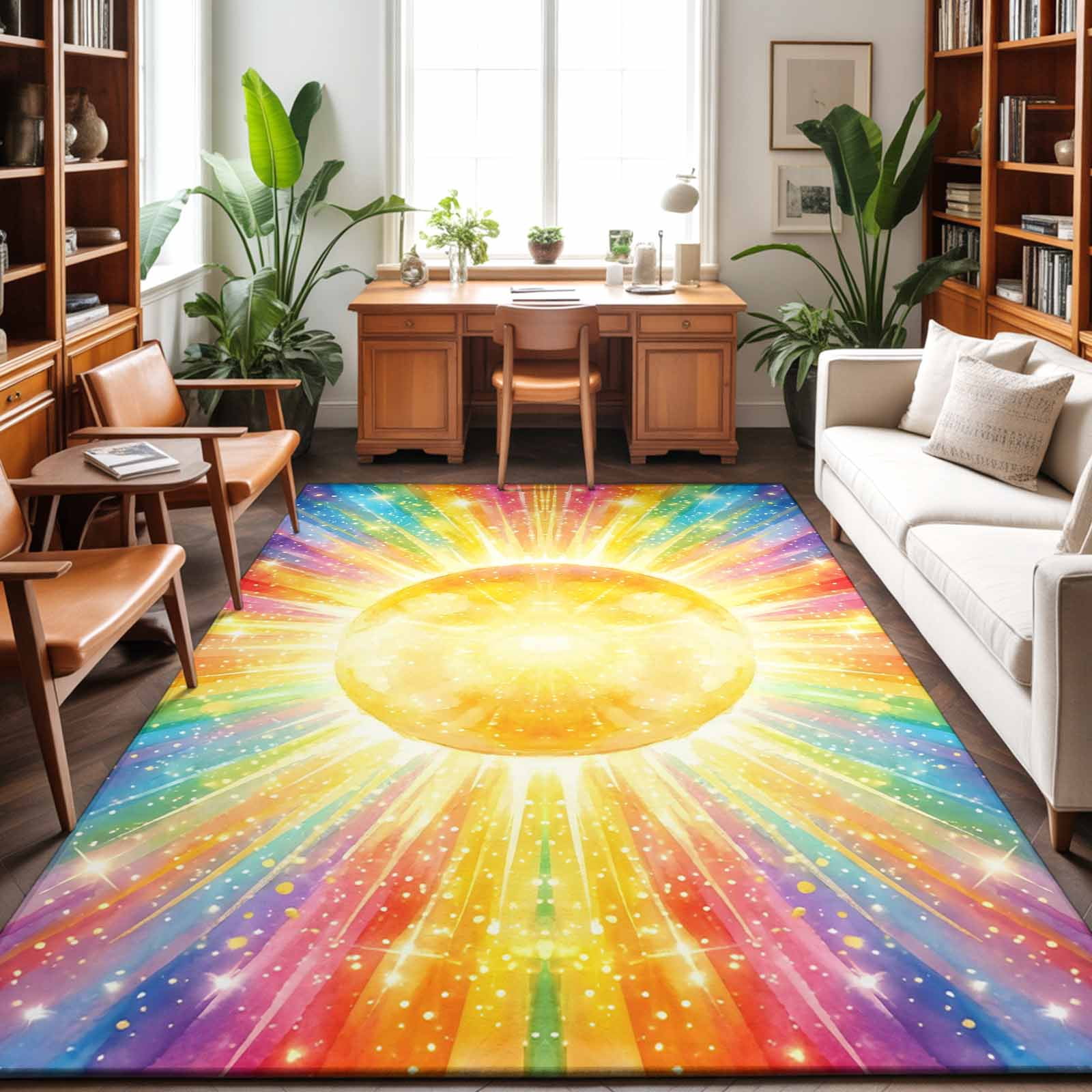 Area Rugs 3'x5', Watercolor Sun Carpet Runner Indoor Outdoor Rugs Home ...