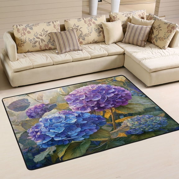 Area Rugs 36"x24" Indoor Non-Slip Wear Resistant Floor Mats Soft Large Carpets for Living Room Bedroom Home Decor Washable Rug Beautiful Painting Of Hydrangeas