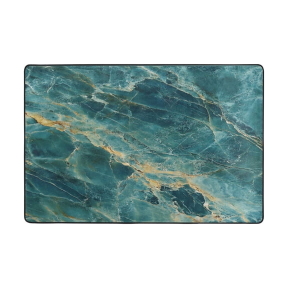 Area Rugs 36"x24" Indoor Non-Slip Wear Resistant Floor Mats Soft Large Carpets for Living Room Bedroom Home Decor Washable Rug Blue Green Marble Texture