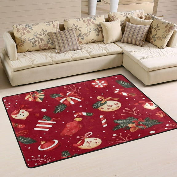 Area Rugs 36"x24" Indoor Non-Slip Wear Resistant Floor Mats Soft Large Carpets for Living Room, Bedroom, Home Decor Washable Rug Christmas-themed Elements