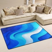 Area Rugs 36x24 Indoor Non-Slip Wear Resistant Floor Mats Soft Large Carpets for Living Room Bedroom Home Decor Washable Rug Light Blue Flowing River