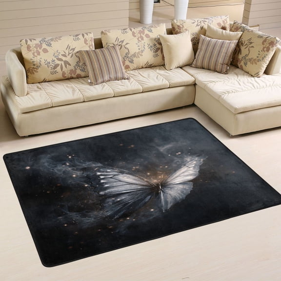 Area Rugs 36"x24" Indoor Non-Slip Wear Resistant Floor Mats Soft Large Carpets for Living Room Bedroom Home Decor Washable Rug Shiny Swallowtail Butterfly