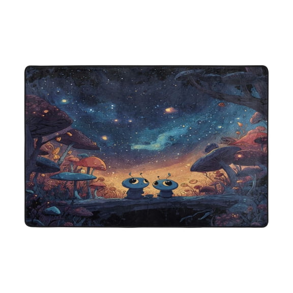 Area Rugs 36"x24" Indoor Non-Slip Wear Resistant Floor Mats Soft Large Carpets for Living Room Bedroom Home Decor Washable Rug Alien Partner